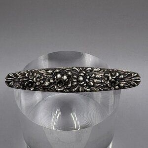 Stieff Rose Pattern Bar Pin Brooch Sterling Silver Floral Repousse Old C Clasp 3